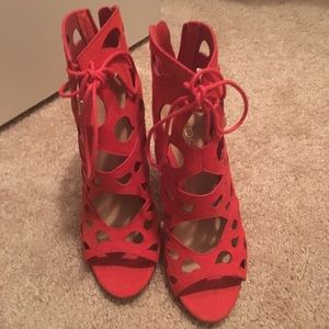 Red heeled sandal